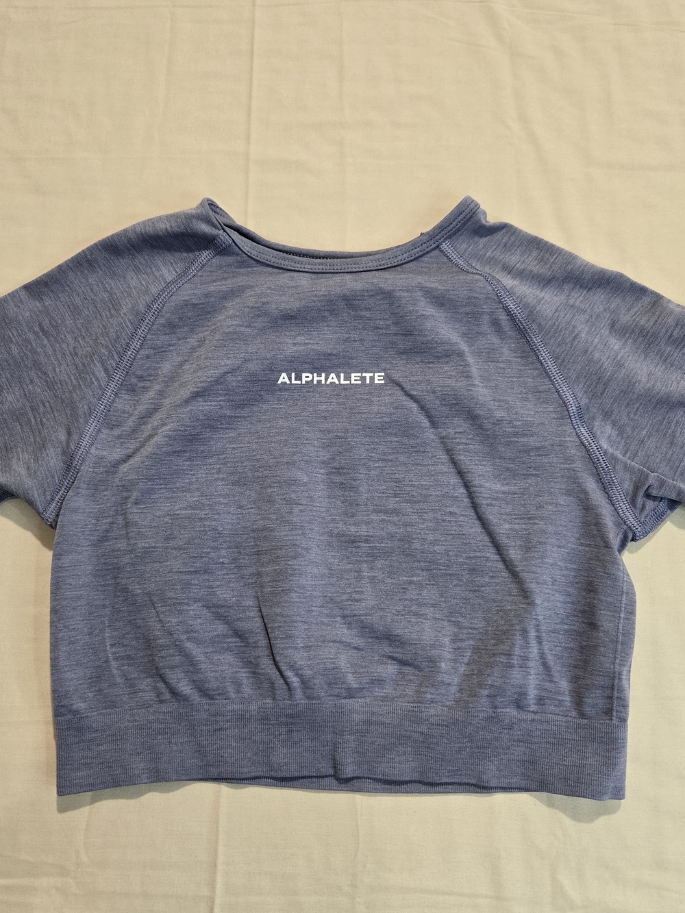 Alphalete Amplify Crop Top Blue Heathered Knit Women's Sz XS